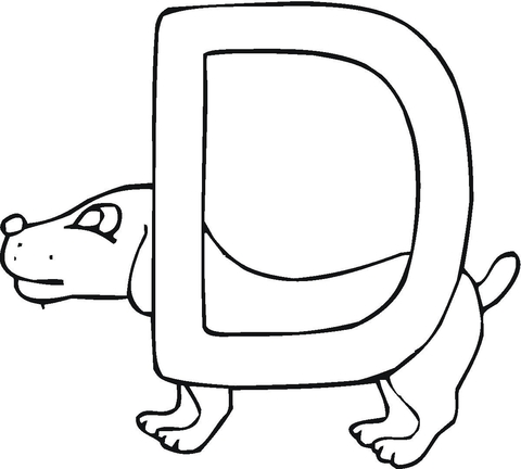 Letter D Is For Dog From Letter D Coloring Page